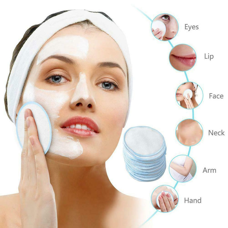 Cotton Deep Soft Bamboo Pads Reusable Remover Face 10Pcs Wipes Cleansing Makeup