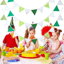 3.2m Green White Fabric Triangle Flags Banners Decor Bunting Pennant