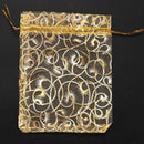 100pcs Champagne Eyelash Organza Drawstring Pouches Jewelry Party Wedding F A8Q5