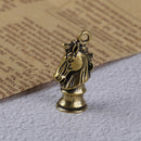 1pc Brass Handmade Chess Horse Pendant Zodiac Horse Head Key Rings Pendants 3C