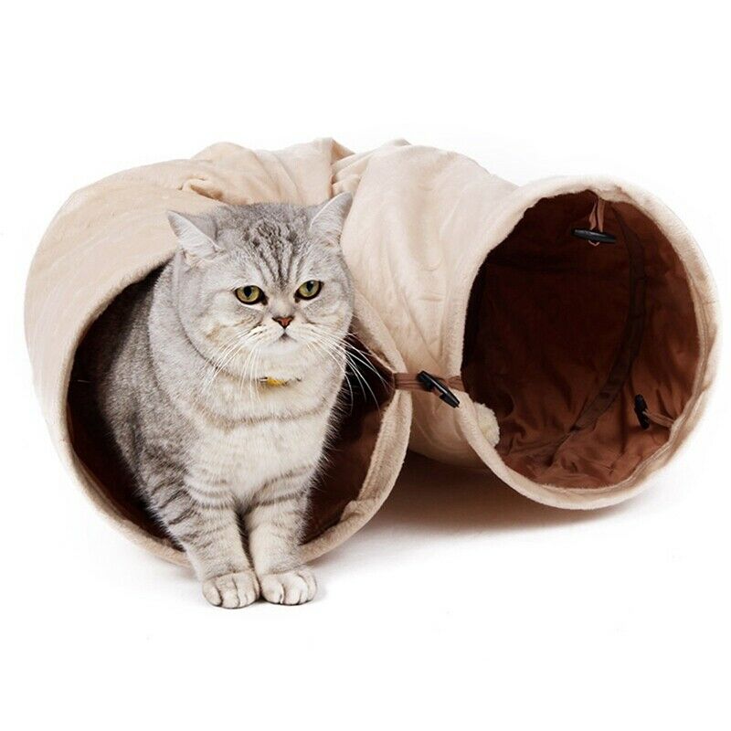 1X(Pet Tunnel Long 120Cm 2 Holes Cat Puppy Rabbit Teaser Funny Hide Tunnel