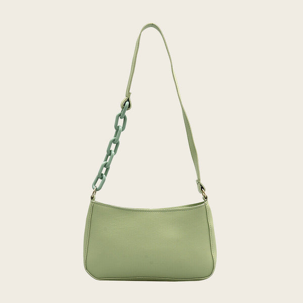 Women Solid Evening Clutch Shoulder Handbags PU Leather Totes Bags (Green)