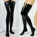 Fashion Womens Sexy Long Socks Thigh High Stockings Faux Leather Club-wear