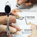 Retractable Recoil Keyring Key Chain Pull Retractor Card Holder Belt Clip Black