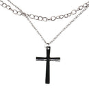 Fashion Retro Multi-layer Chain Pendant Black Cross Metal Long Necklace Gif Q6X7