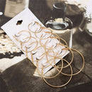 6Pairs/1Set Round Hoop Dangle Geometric Circle Earrings Women Jewelry 3C