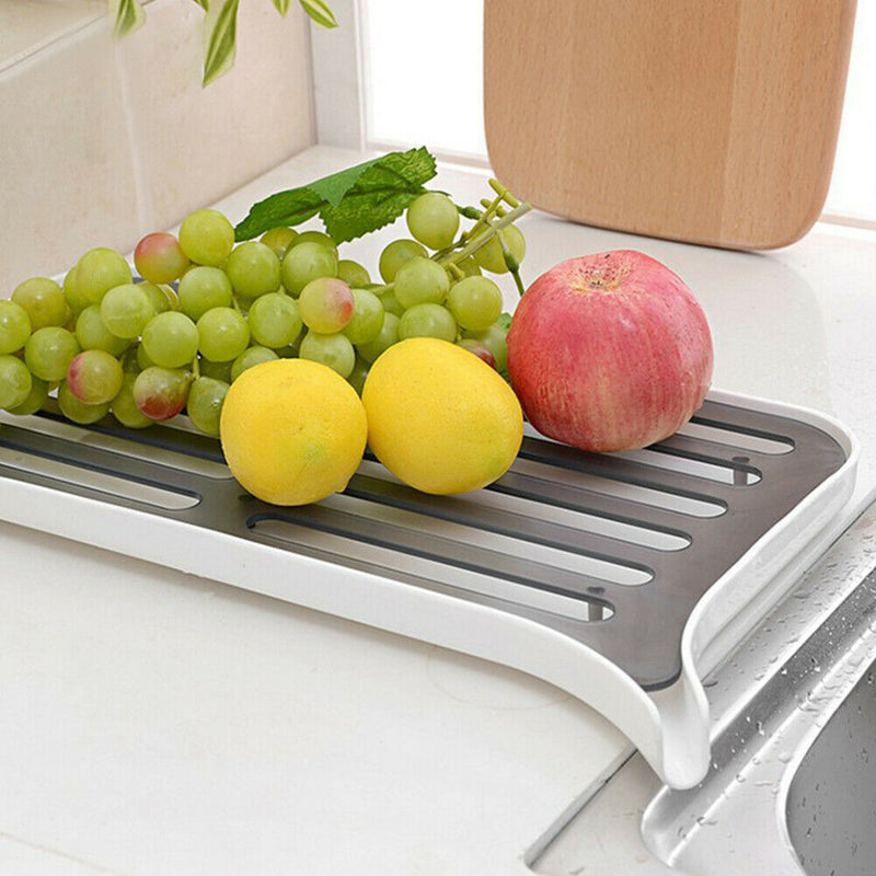 Home Kitchen Double Layers Drain Rack With Tray Sink Caddy Tableware Countertop