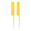 2x ABS Weave Highlighting Foiling Hair Combs Hair Comb Brush Pin Tail Yellow