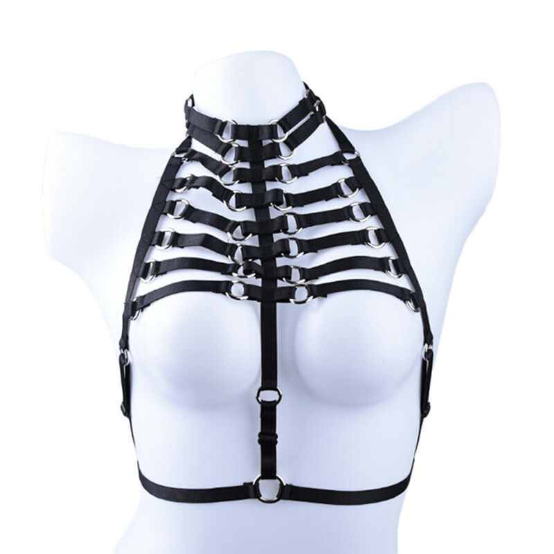 Women Girls Sexy Leather Halterneck Gothic Body Strap Harness Top Punk Gothic 3C