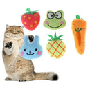 5pcs Fruit Animal Series Soft Plush Cotton Cat Dog Chew Plaything Pet Toys