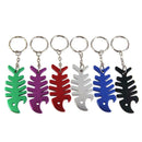 Fishbone Shaped Aluminium Alloy Bottle Opener Anodized Keychains A