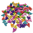 150Pcs Colorful Wooden Sewing Heart & Daisy Flower Buttons 2 Holes Art Craft