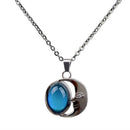 Round Moon Pendant Necklace Ring Set, Mood Feeling Sensitive Color Change