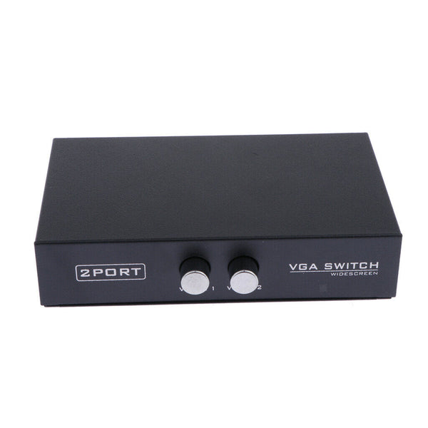 2-Port VGA Switch, Video Audio Bidirectional Switcher Box Metal Housing Shell