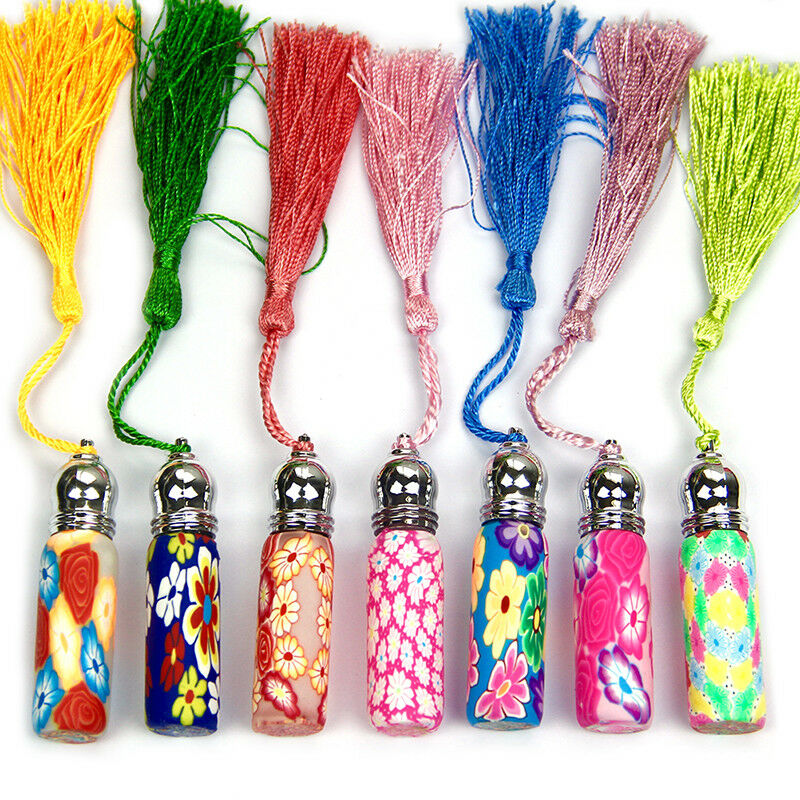 Glass Empty Perfume Essential Oil Roll On Roller Ball Polymer Clay Bottle 6mY Hn