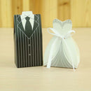 100Pcs Bride Groom Tuxedo Gowns Dress Treat Wedding Favours Candy Box Boxes