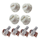 4 Piece White Speed Control Knobs 2 Volume 2 Tones and 4 Piece Guitar