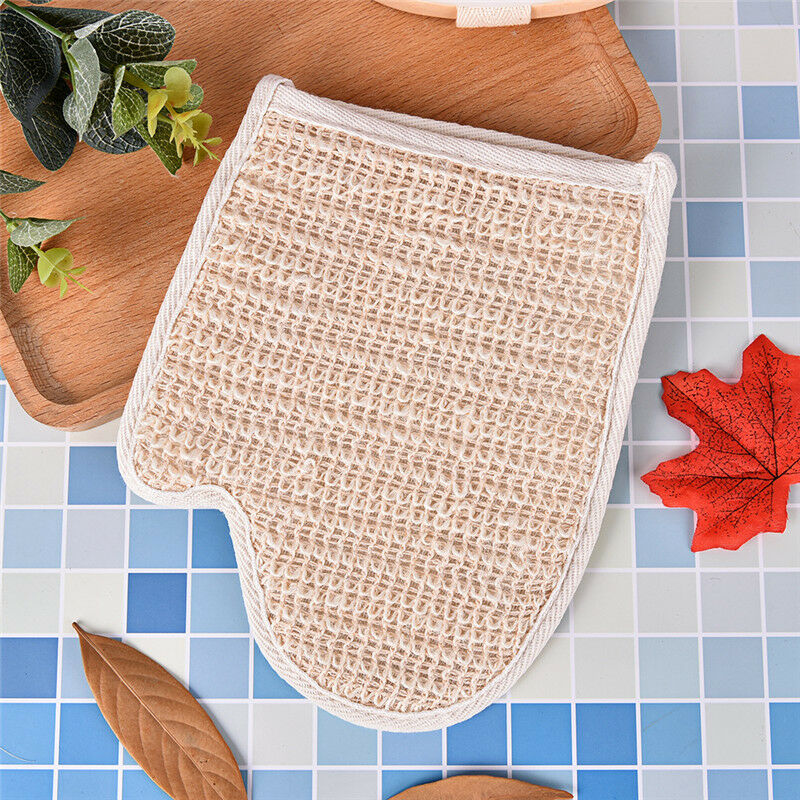 1X exfoliating bath glove natural sisal shower sponge cleansing body scrubber Ew
