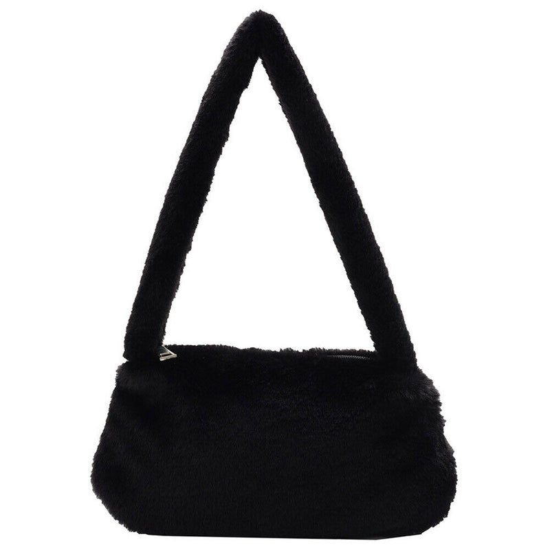 Animal Pattern Underarm Bag Women Mini Plush Shoulder Handbags Purse (2)