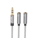 Headphone Splitter Audio Cable 3.5mm Male to 2 Female Adapter Cable (Grey)
