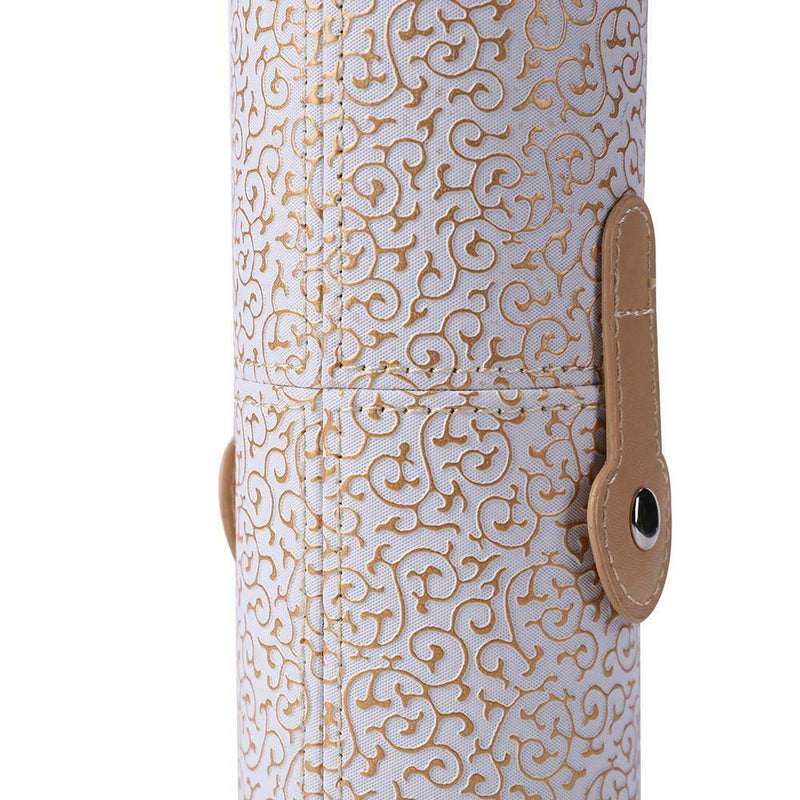 Elegant Leather Makeup Brush Holder Cosmetic Pens Storage Organizer (White) A