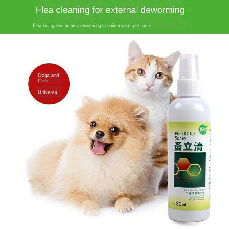 120ml Portable Pet Dog Flea Killer Spray Animals Anti-flea Drop Liquid