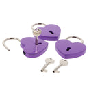 Set of 3 Cute Heart Shape Padlocks Metal Lock with Keys, Purple L