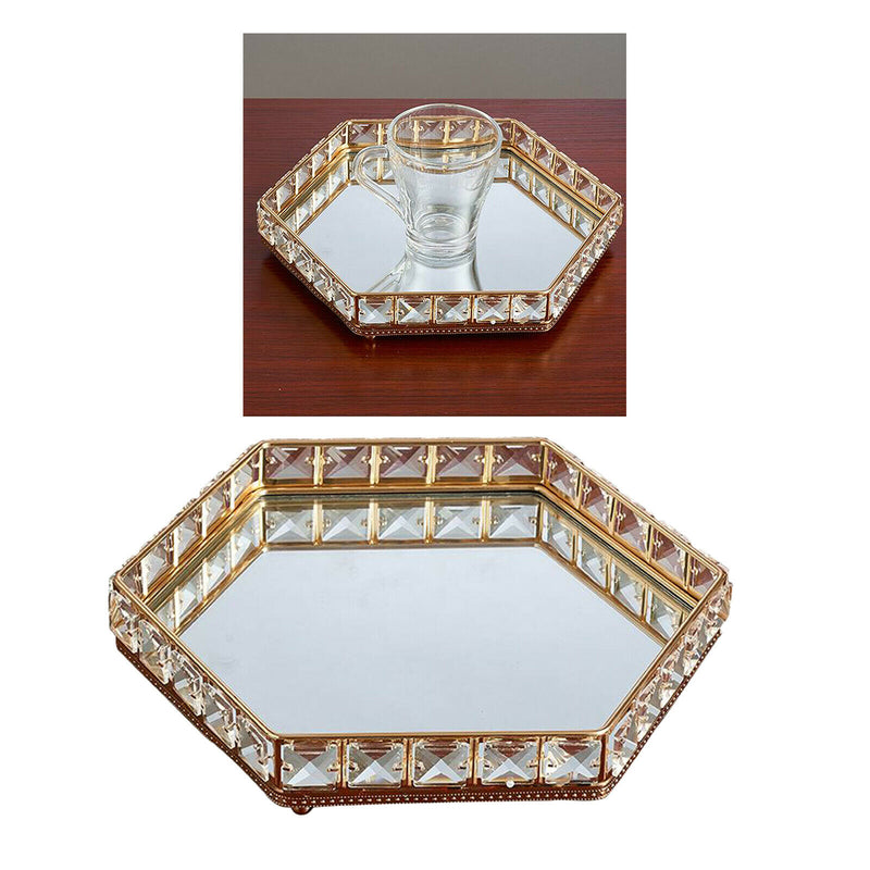Crystal Mirrored Tray Cosmetic Vanity Jewelry Organizer Wedding Home Decor