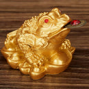 Lucky Three-Leg / Ching Bagua Coin Toad Frog Fortune Feng Shui 5cm Golden