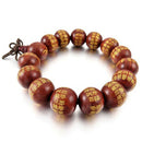 14mm Wood Bracelet Link Bracelet Wrist Red Beads Tibetan Buddhist Prayer Be P8K8