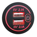 Car Motorcycle 4.2A Dual USB Charger Socket with Touch Switch + Power Cord