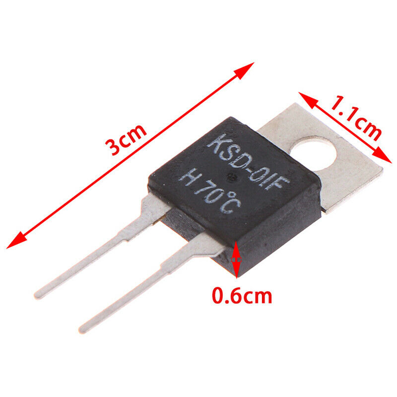 2Pcs  Normally Open Thermal Switch Temperature Sensor Thermostat KSD-01F 70 D Kw