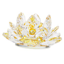 Crystal Lotus Flower Crafts Paperweights Buddhist Feng Shui Ornaments Yellow