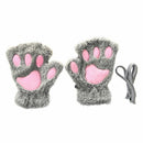 Womens Lovely Cat Claw Paw Plush Glove Gift Gray