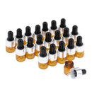 20 Pack Refill Empty Mini Amber Glass Essential Oils Dropper Bottles Jars, 1ml,