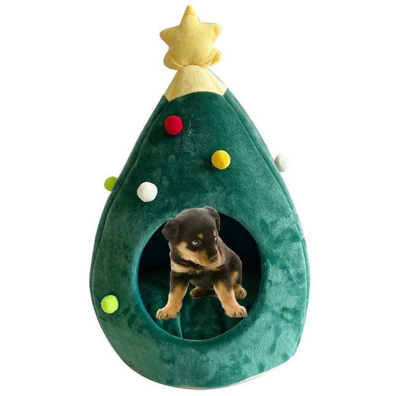Xmas Tree Shape Pet Nest Winter Warm Kitten Cat House Sleep Bed Pet Product