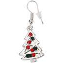 Red And Clear Crystal Christmas Tree Shape Dangle Earrings Stud Christmas G F8K5