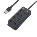 1Pc New Black 4 Ports USB 3.0 Hub Splitter AC Power Adapter For PC 5Gb ECK