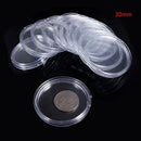 100PCS Clear Round Plastic Coin Capsule Container Storage Box Holder Case 30mm
