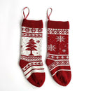 2 Pairs Christmas Knit Stockings Xmas Tree Snowflake Candy Gift Decoration
