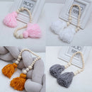 Ball Pendant with Wooden Beads Kids Baby Nursery Hanging Decor White
