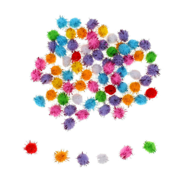 100x Blinking Pompom Balls Toys Tinsel Sprayed for Pet Cat Kitten Toys 1.5cm
