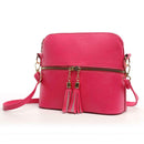 Tassel Shell Messenger Women Leather Handbags Solid Shoulder Bags (Rose Red