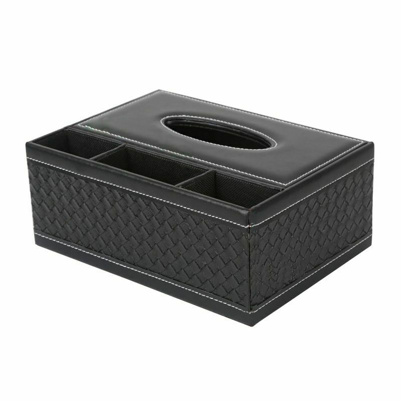 Multifunction PU Leather Pen Pencil Remote Control Tissue Box Holder Desk S H5G1