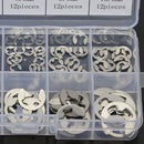 120Pcs Stainless Steel E-Clip Retaining Snap Ring Circlip Kit 1.5mm to 10mm T2X6