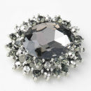 5x Alloy Crystal Oval Craft Button Jewelry Making Accessories Findings Black