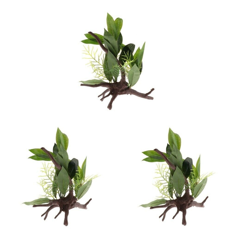 Set of 3 Reptile DecorationOrnament, Aquarium Decor Fish Tank Artificial Grass