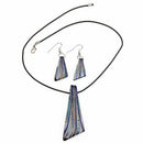 Set Murano glass stripe necklace earrings T3Z9