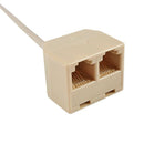 6P4C RJ11 Male to Female Two Way Telephone Splitter Converter Cable W8G7