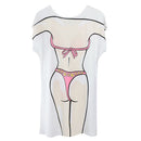 2x Floral Polka Dots Women Bikini Long T Shirt Cover Up Fancy Dress Top Tee